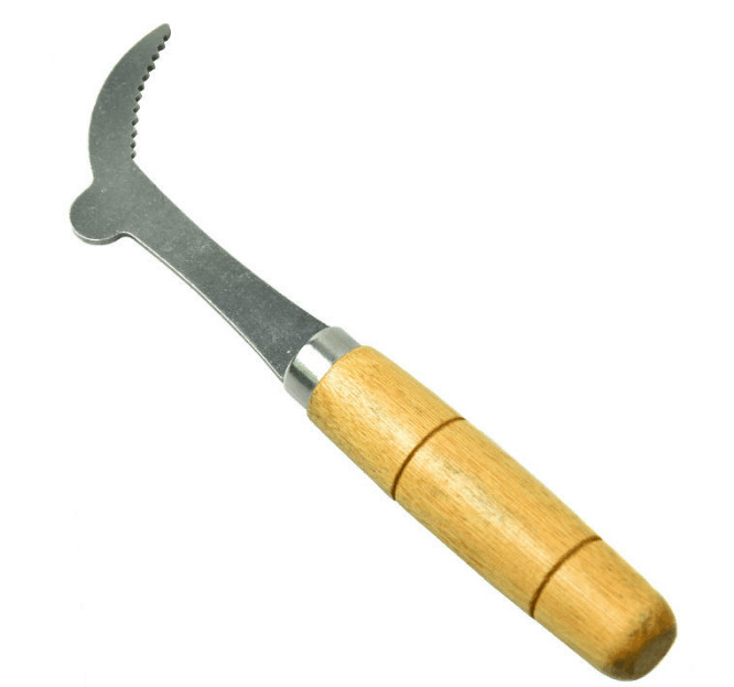 أداة خاصة للخلية سكين منحني قصير من الفولاذ المقاوم للصدأ مع مقبض خشبي