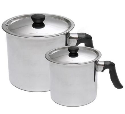شراء الفولاذ المقاوم للصدأ الفضي 304 الشمع ذوبان وعاء كبير 2.5L حجم مع غطاء التصنيع عبر الإنترنت